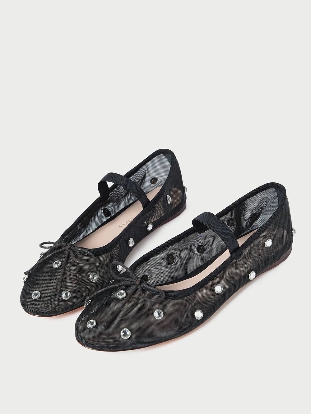 Black Mesh crystal Leonie ballet flats